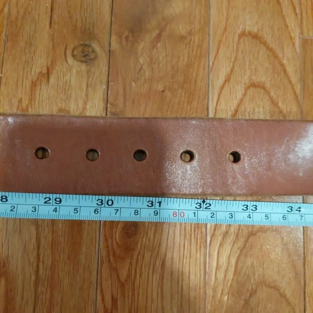 New RLL Ralph Lauren Tan Split Leather Braided Belt Massive Buckle Sz Smal